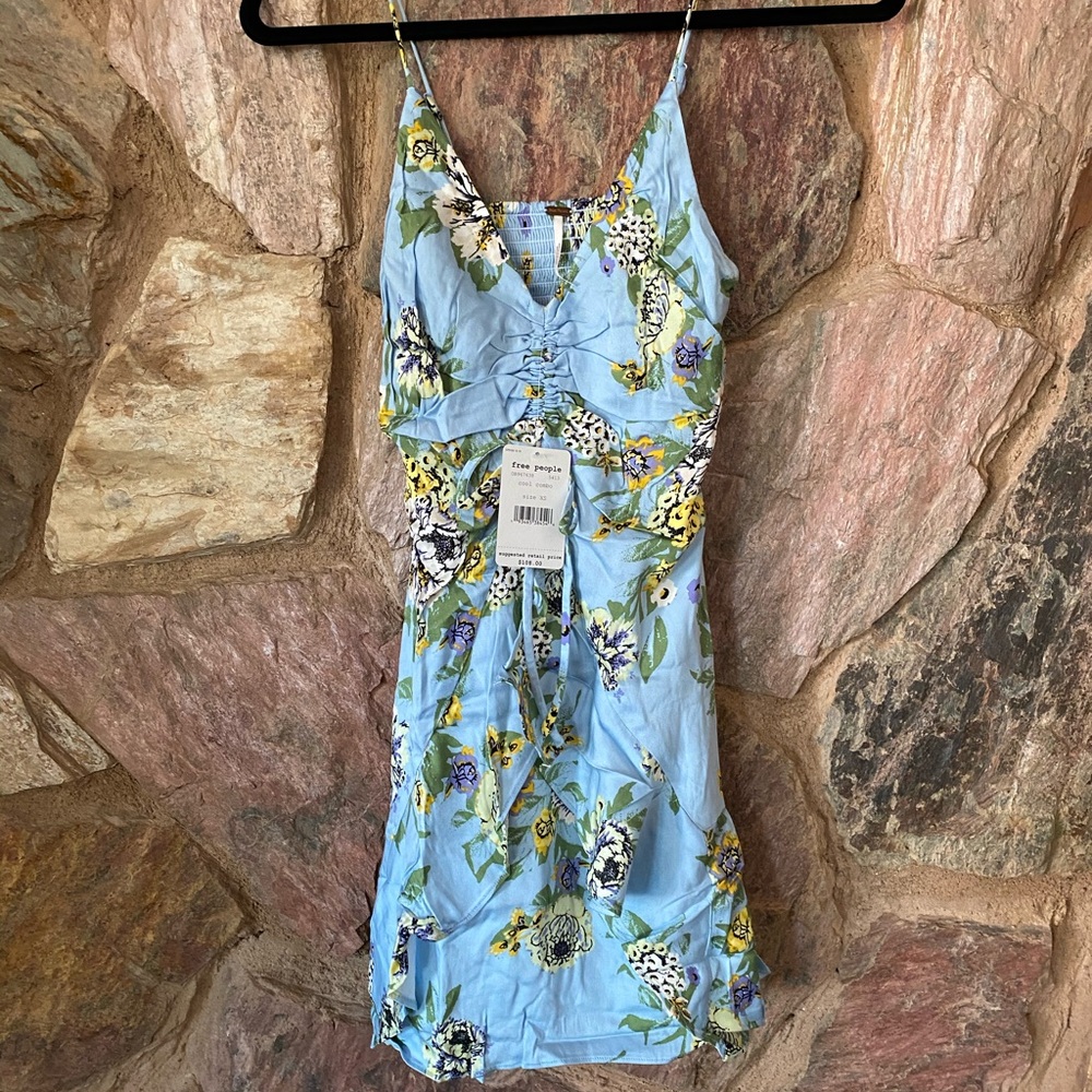 Free people blue floral mini dress